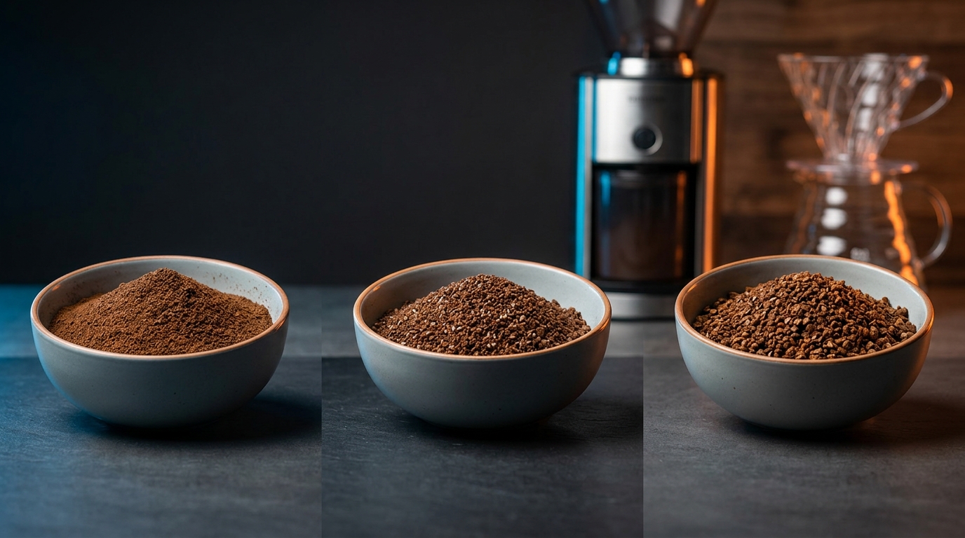 A comparison of coffee grind sizes to help stop bitter coffee.